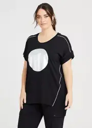 ts Taking Shape Top Size L (22) Bamboo Silver Foil Print Style NWT