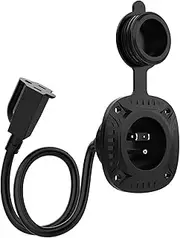 ALAGPNPMZH 13Amp 125V Upgraded RV AC Plug Port with 16" Integrated Extension Cord & Water-Resistant Cap AC Power Supply Plug Port Metal Wire