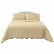 1800TC Stripe Quilt Doona Duvet Cover Set Single Double Queen King Super King Beige