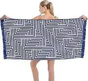 Lazy Dayz Travel Beach Towel Blanket (150x70CM)-Quick Fast Dry Super Absorbent Lightweight Thin Microfiber Towels with Tassel for Pool Swimming Bath Camping Yoga Gym