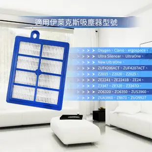 台灣製 適用伊萊克斯 ZUF4206ACT/ZUF4207ACT吸塵器 HEPA13級濾網 加贈高密度水洗綿1片