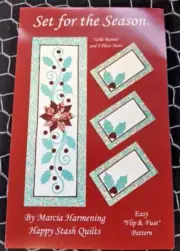 Set for the Season Table Runner/Placemat Pattern~Applique Poinsettia Holly Berry