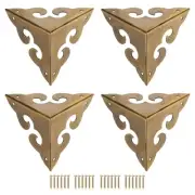 44x44x44mm Metal Box Corner Protectors Brass Edge Guard Bronze Tone 4pcs