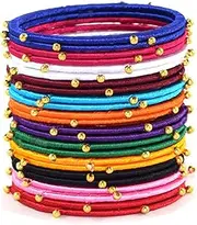 [GOELX] Festive Offer: Multicolor Silk Thread Handmade Bangles for Women with Gold Embellishments 24 Bangles Set