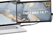 mp Mobile Pixels Duex Max Portable External Monitor - 14.1" FHD 1080P IPS Ultra Slim Laptop Screen Extender, USB A/USB C Plug and Play Auto Rotated, Windows/Mac/Android/Switch Coatible - Gunmetal Grey
