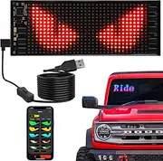 Sanwo LED Light Signs for Car, 7”x3” Flexible USB 5V Bluetooth APP Control Full Color Programmable Scrolling LED Car Sign, Custom Text Pattern Animation LED Panel for Taxi Shop Home Office