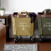 在飛比找momo購物網優惠-【收納職人】U.S.MAIL美式仿舊個性置物籃收納推車-麻黃
