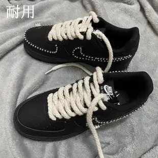 nike棉麻繩黑武士加粗米白色鞋帶