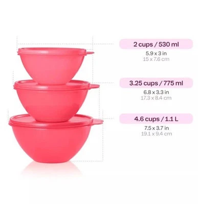 Tupperware 3Piece Wonderlier Bowl Food Storage Set
