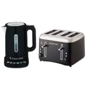 Russell Hobbs Addison Matte BLK 4 Slice Toaster & Digital Kettle Stainless Steel
