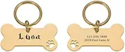 Custom Engraved Cat and Dog Address Label Pendant Anti-Lost Stainless Steel Pet Identity ID Tag Personalized Cat and Dog Nameplate Tag Pendant Pet Collar Accessories,Gold,40X21MM