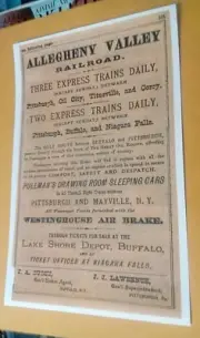c1875 Allegheny Valley Railroad Pittsburgh Express Trains Pullman Cars Ad Print
