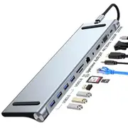 11 in 1 Hub Docking Station Type C to HD 4k USB 3.0 Sd Tf Card Reader Pd Charging Laptop Stand