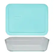 Pyrex (1) 7210 3-Cup Glass Dish & (1) 7210-PC Sun Bleached Turquoise Lid