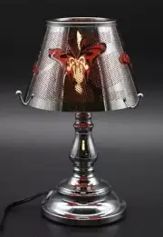 Fragrance Touch Lamp Oil Warmer Silver Metal Glass Red Butterfly Plug-In Corded
