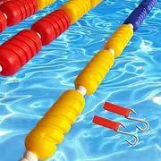 3.3ft-60ft Safety Rope with Buoys, Pre-Installed Divider Buoys with Hooks, Floating Pool Safety Rope for Dividing Lanes for Shallow Swimming Competitions(Steel Wire,12m/40ft)