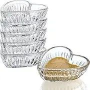 KANPURA 3'' Glass Bowl 2oz Glass Prep Bowls Stackable Mini Heart-shaped Glass Dip Bowls for Kitchen Microwave & Dishwasher Safe,Pack of 6