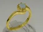Natural Ethiopian Opal Gemstone Solid 14k Yellow Gold Solitaire Ring
