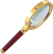 Vintage Gold Magnifying Glass – 5X Handheld Magnifier with Clear Optical Lens & Elegant Wooden Handle, Perfect for Reading, Hobbies, Seniors, Inspection, and Insects