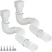 plusgutter White-2pack Rain Gutter Downspout Extensions Flexible, Drain Downspout Extender, Gutter Connector Rainwater Drainage, Extendable from 21 to 68 Inches