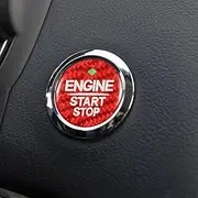 TOMALL Car Engine Button Cover Carbon Fiber Compatible with Ford F150 Explorer Ranger Taurus Fusion Push Start Stop Button Cover Trim Engine Switch Ignition Sticker Car Interior Decorations (Red)