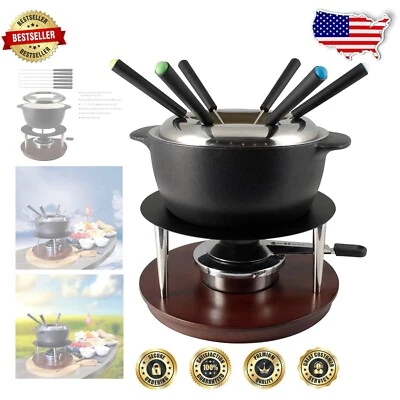 Complete 10-Piece Fondue Set with Removable Splatter Guard - Kitchen Essential