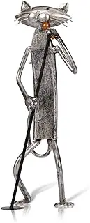 [Generic] Metal Sculpture A Singing Cat Home Furnishing Articles Silver Type 2
