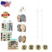Versatile Hat Holder - Over Door & Wall Mount Organizer, 6 Hooks, Metal Basket