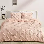 Amazon Basics Pinch Pleat All-Season Down-Alternative Comforter Bedding Set - Full / Queen, Blush