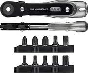 Vessel TD-25 Ultra Thin Fine Mini Ratchet Screwdriver, Straight Type, 10 Bits Included
