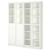 BILLY / OXBERG bookcase comb w panel/glass doors, white/glass, 160x30x202 cm