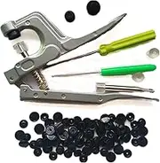 100 Complete Sets Black Plastic Snaps With Hand-held Pliers Tool - Installs Size 20, 22, 24 T5 No-Sew Button Snap Fastener Press Attacher Punch