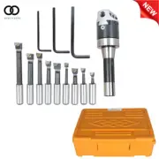 2" BORING HEAD WITH STRAIGHT R8 SHANK AND 9 PC 1/2" BORING BAR SET