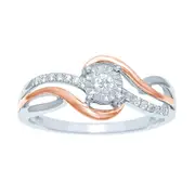 Bevilles Brilliant Illusion Solitaire Ring with 0.10ct of Diamonds in 9kt White & Rose Gold