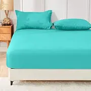 LINENOVA King Fitted Sheet Set - 3-Piece Ultra-Soft 1800TC Premium Double Brushed Microfiber, Extra Deep 40cm Fitted Sheet & 2 Pillowcases (48x74cm), Teal, King Size