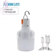 Portable USB Rechargeable LED Camping Lantern: Bright Emergency Light with Hook