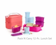 Tupperware Pack N Carry 12-Pc. Lunch Stackable Click To Go Set