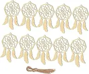 QUMIIRITY 20pcs Dream Catcher Pendant Creative Wall Ornaments Handmade Wooden Accessories for Home Decoration Beige Design for Living Porch Decor