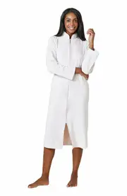 Softies Serenity Mandarin Collar Zip Robe in Blush Pink at Nordstrom, Size Medium