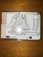 Stampin’ Up Laundry Notes Rubber Set of 7 Stamps New/Retired Unmounted 2006