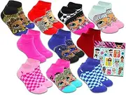 [L.O.L. Surprise!] LOL Surprise Socks for Girls - LOL Surprise Apparel Bundle with 10 Pairs of LOL Socks Kids Shoe Size 7-10 Plus Stickers | LOL Surprise Socks for Girls 4-6 Years, Multicolor, 4-6 Years