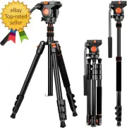 Tripod for Camera Fluid Head Heavy Duty Camera Tripod Stand 72" Professional Vid