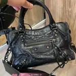 『二手』BALENCIAGA 巴黎世家 CITY S 431621 黑色 經典小羊皮小金釦 斜背包 手提包 機車包