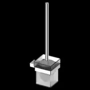 Bathroom Soft Rounded Square Toilet Brush Holder Brass Chrome Glass Wall Mount