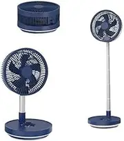 Portable Telescopic Folding Fan，10 inch Oscillating Fan, Battery Operated Fan Adjustable Height, USB Rechargeable Home Office Outdoor Camping Tent Travel (Color : Blue)