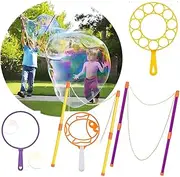 GEPROSMA Bubble Machine Giant Bubble Wands Set for Kids,6 pcs Big Bubble Wands Bulk Kit,Large Soap Bubble Blower Maker Toys,for Outdoor Activity Garden Play Party Favors