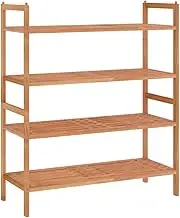 4-Tier Natural Wood Shoe Rack, Stackable Storage Shelf, Free Standing Shoe Racks for Convenient Shoe Organization, 69x27x41 cm Solid Wood Walnut