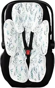 DILIMI Infant Car Seat Insert, 2-in-1 Carseat Head Support for Newborn, Soft Baby Head Support for Car Seat, Stroller, Bouncers, Green Leaf