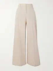 [Theory] Theory - Treeca Linen-blend Wide-leg Pants - Off-white - US0 US 0 Off-white