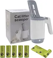 135 Bgas Cat Litter Scooper with Holder, 2 in 1 Poop Scooper, Cat Box Shovel with Waste Can, Large Capacity Cat Litter Box Scooper Portable Shovel, Cat Litter Garbage Can